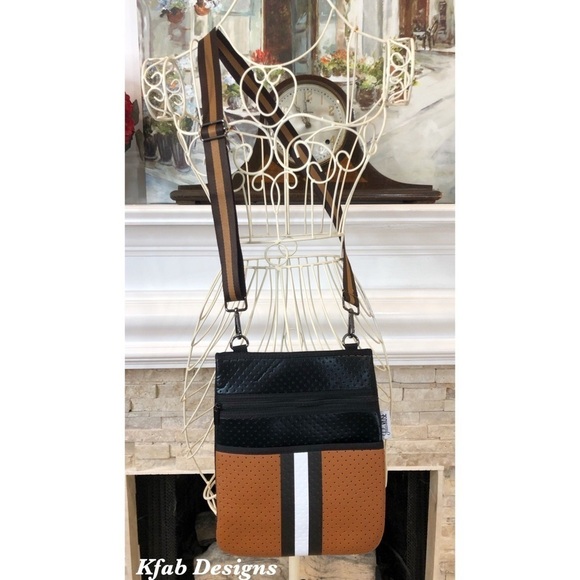 LAST 1! Neoprene Crossbody Tote Bag- Caramel - Picture 7 of 9